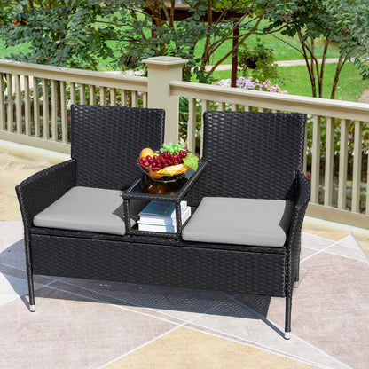Etna 50.8" Wide Outdoor Wicker Loveseat with Cushions