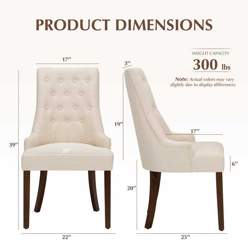 Aalbert Tufted Wing Back Parsons Upholstered Dining Chair Side Chair ( CreamishWhite 2 Chairs)