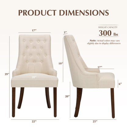 Aalbert Tufted Wing Back Parsons Upholstered Dining Chair Side Chair ( CreamishWhite 2 Chairs)