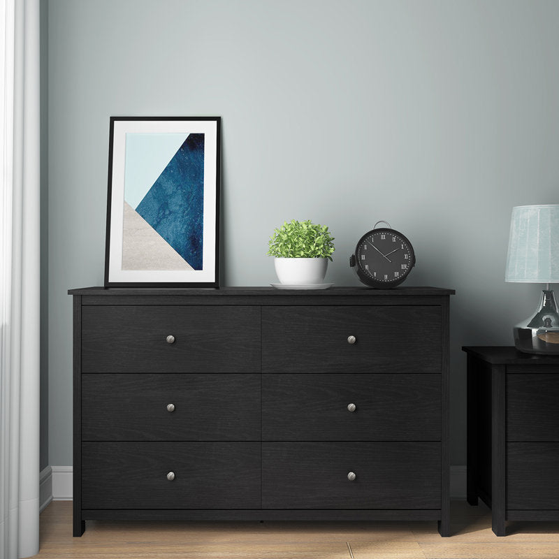 Isenbert 6 Drawer 47.2" W Standard Dresser Black Color