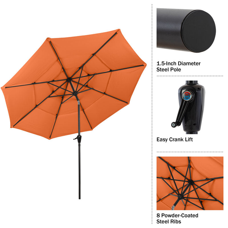 Bettine 10' Market Patio Umbrella - 3-Tiered Sunshade with Push Button Tilt and Easy-Open Crank - Outdoor Umbrella for Deck, Yard, or Pool by Pure Garden