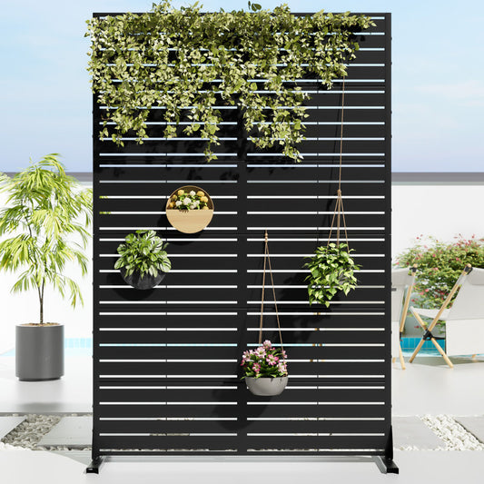 72'' x 47'' Privacy Metal Screen Fence Panel Horizontal Stripe Pattern