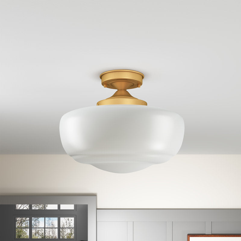 Lovina Modern Farmhouse Semi Flush Mount Ceiling Light With Opal Milk Glass Shade Color