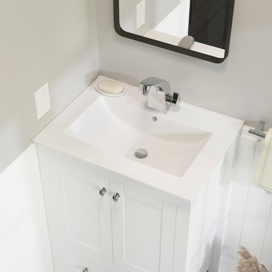 24-inch Ceramic Vanity Top with Swiss Madison Faucet Hole