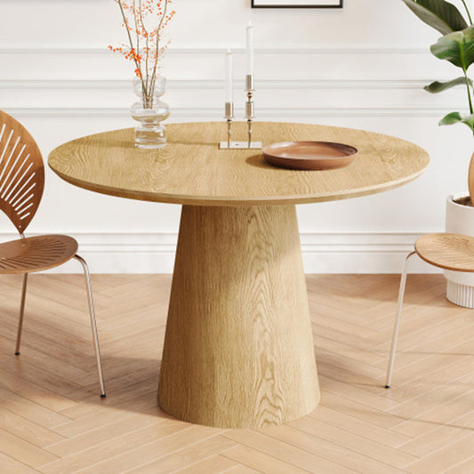 Makai Circular Dining Table with Wooden Brown Base