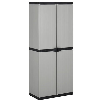 Garden cabinet vidaXL gray and medium black in PVC and PP (polypropylene) 26.8 in x 15.7 in x 66.1 in