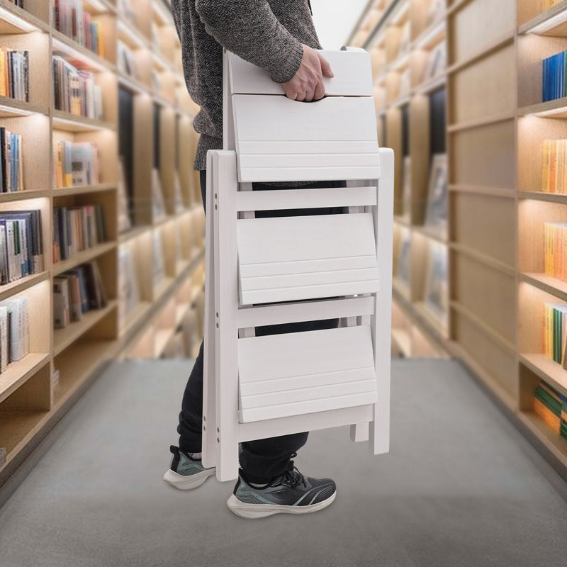 3-Step Wooden Folding Stepladder Stool