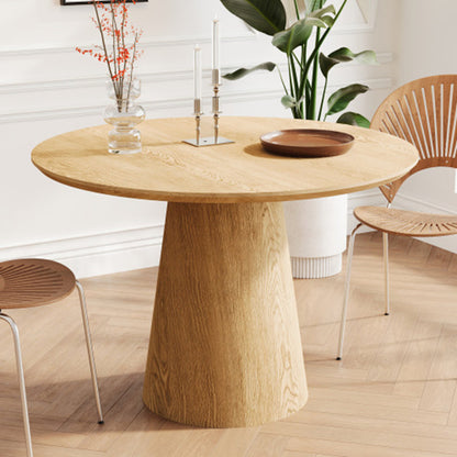Makai Circular Dining Table with Wooden Brown Base