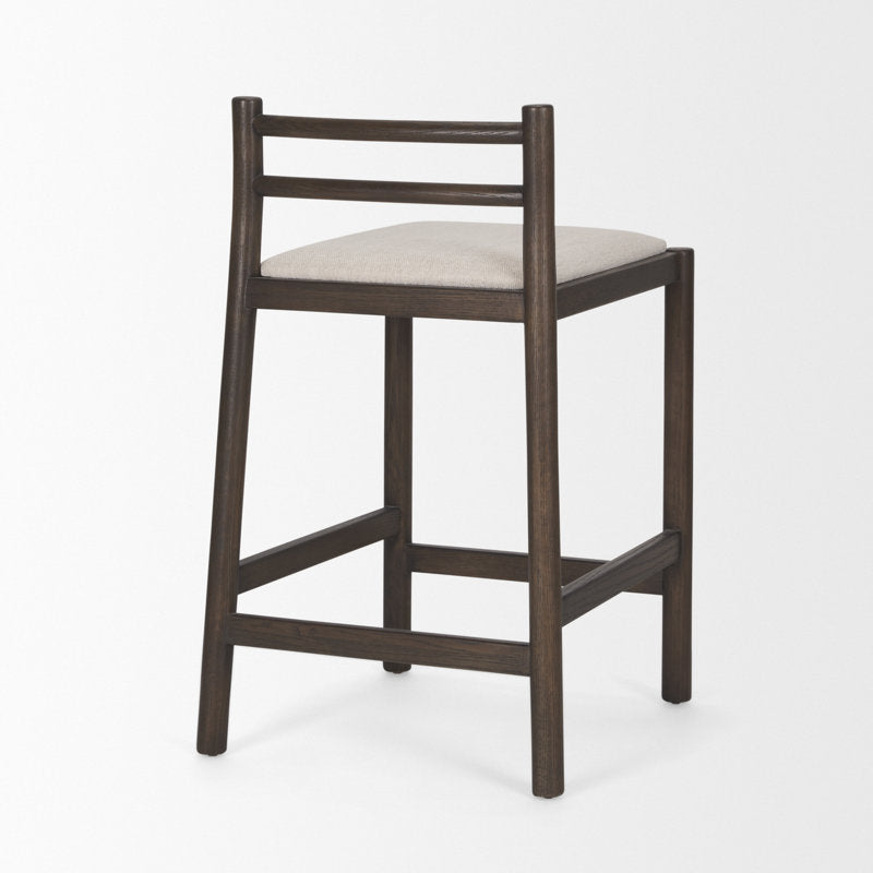 Clemie Dark Brown Wood w Cream Fabric Counter Stool