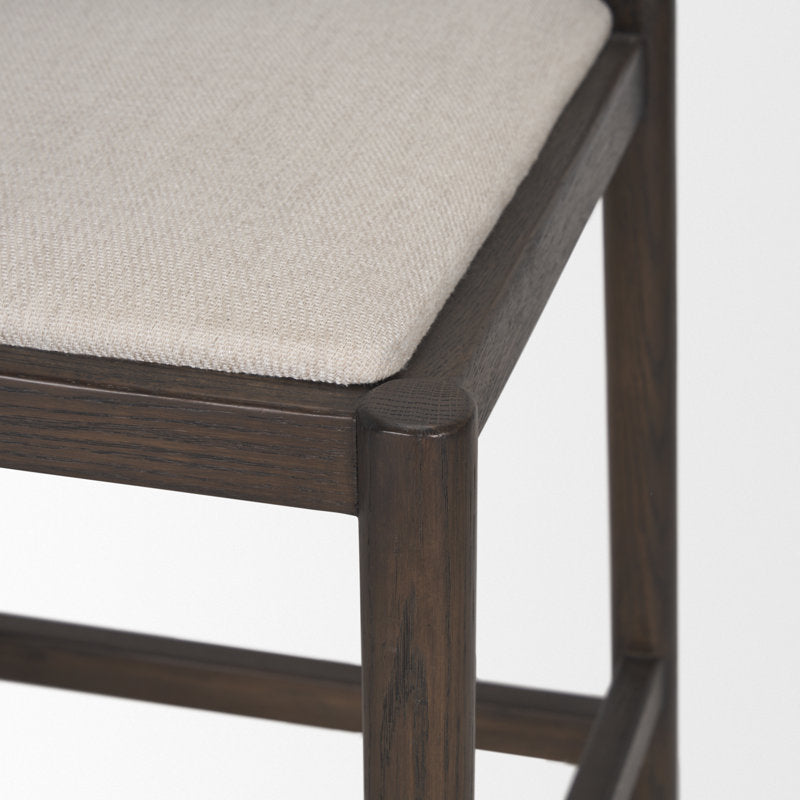 Clemie Dark Brown Wood w Cream Fabric Counter Stool