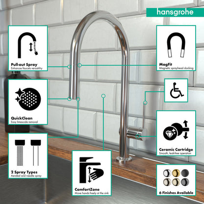 Hansgrohe Talis N HighArc Kitchen Faucet, O-Style 2-Spray Pull-Down, 1.75 GPM
Liljan 30''