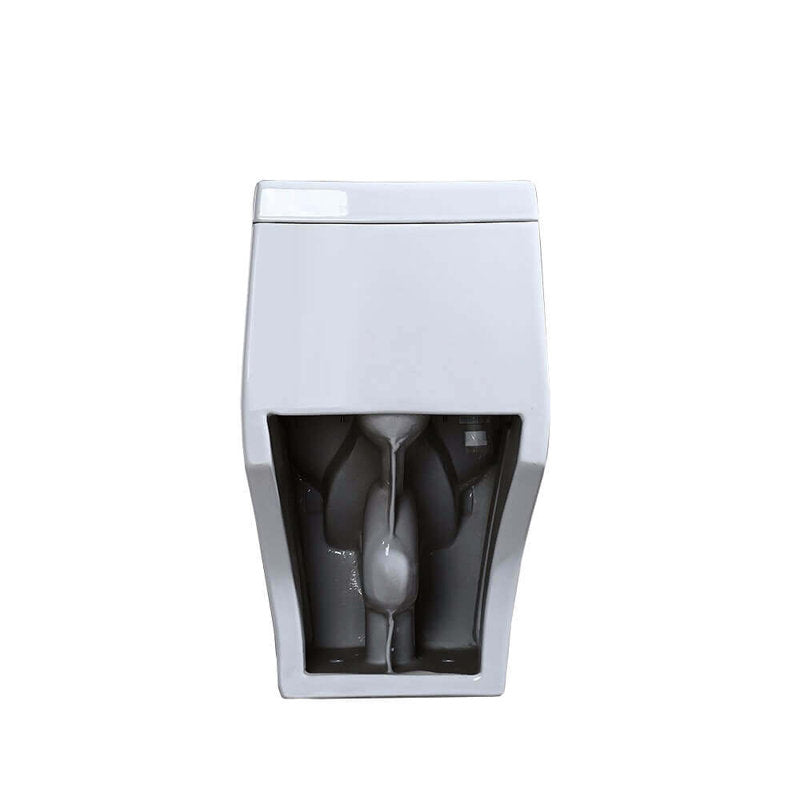 White Modern Ceramic Elongated Double Flush With Seat Lid & Wax Ring
