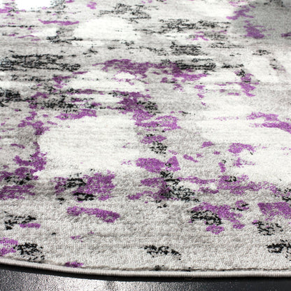 Jeter Abstract Gray/Purple Area Rug 8 ft Round