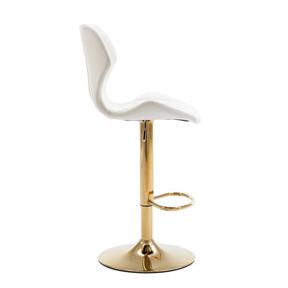 Tierone Upholstered Swivel Adjustable Height  with Metal Frame, Modern Velvet Beige (set of 2)