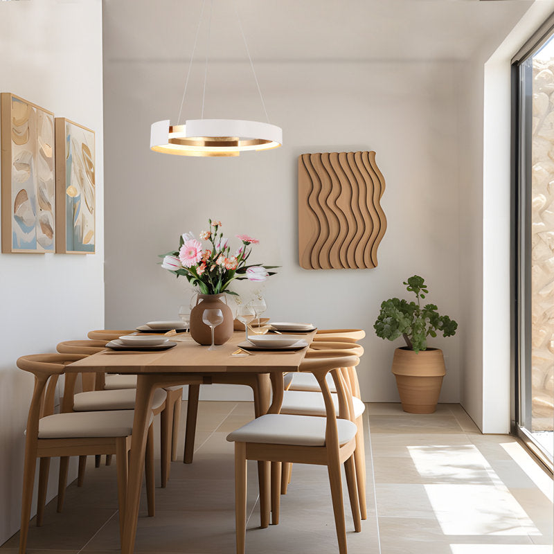 Kissey 1 - Lustre tambour moderne à LED dimmable, blanc et or