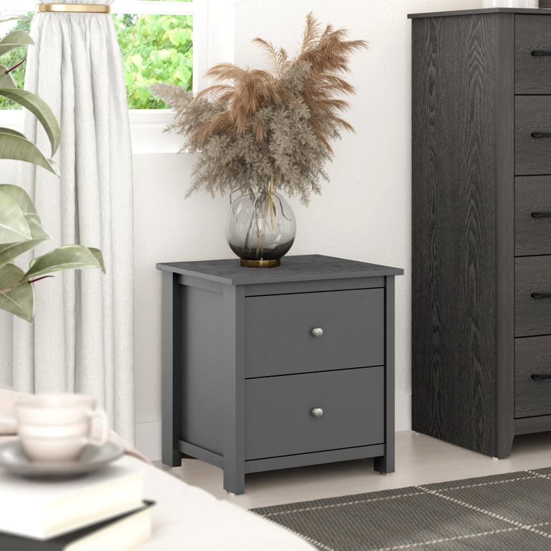 Isenbert 21.9" 2 Drawer Nightstand GRAPHITE GREY