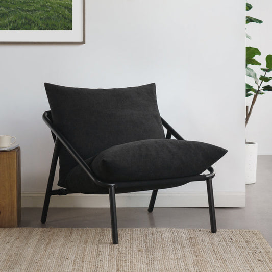 Fauteuil d'appoint Ayatt à structure métallique moderne et assise en toile